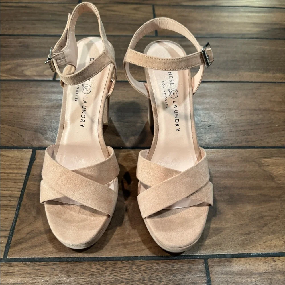 Chinese Laundry Z-Always micro suede dark nude heels size 8.5